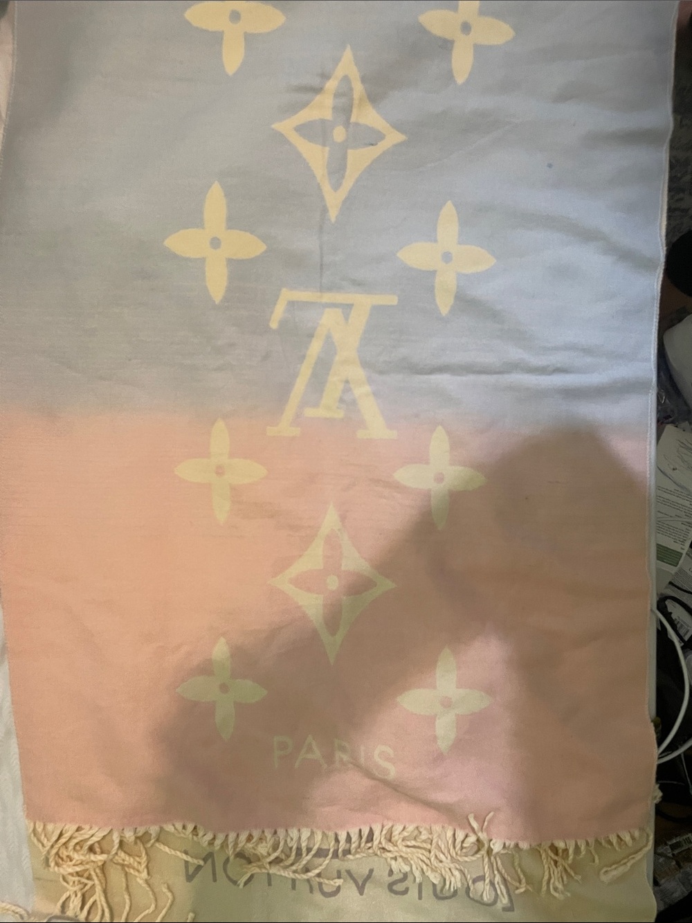 Louis Vuitton Pastel Pink and Light Blue Monogram Shawl